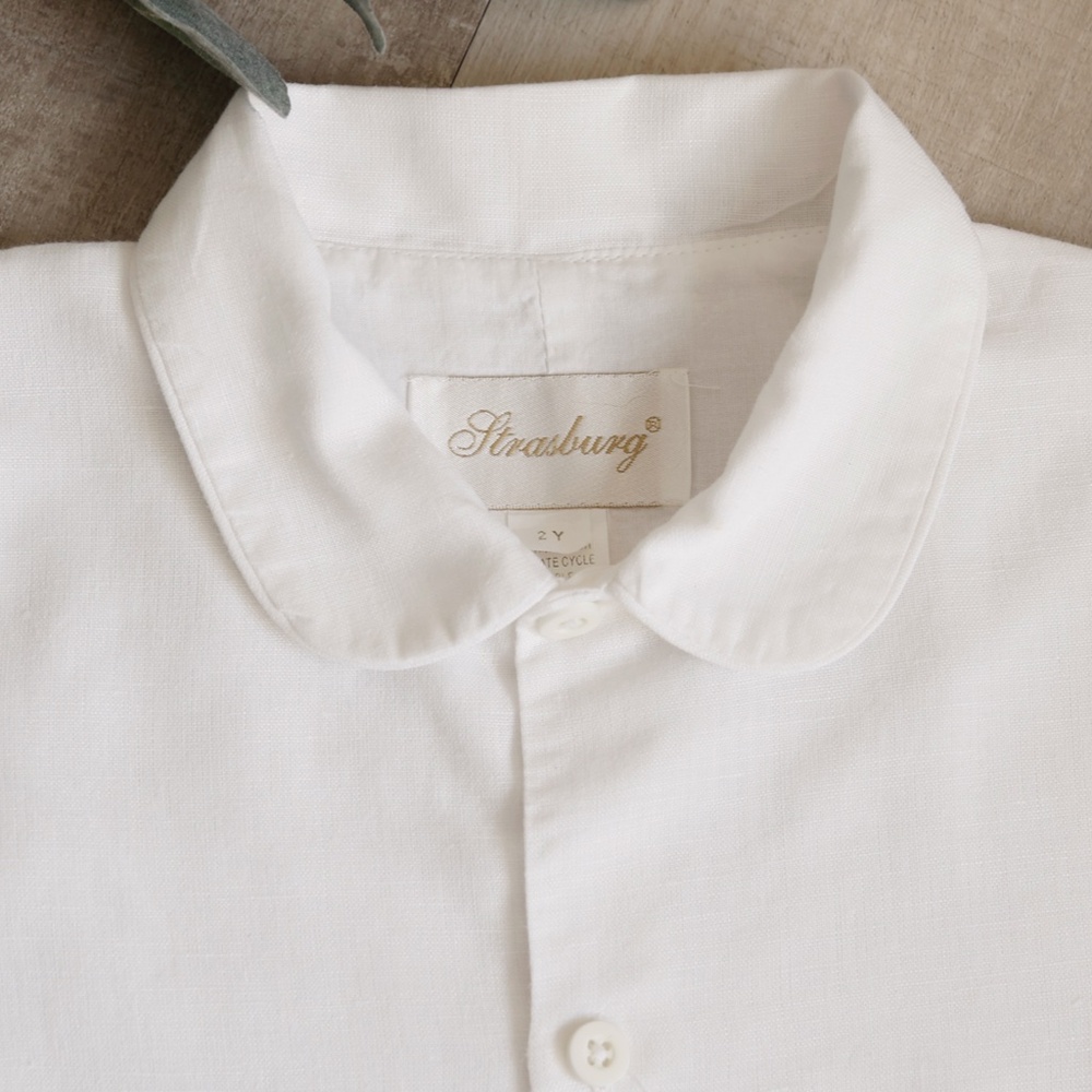 Strasburg Boy White Linen Romper Shortall NEW Size 3 Beach Portrait Ring Bearer - Picture 5 of 10